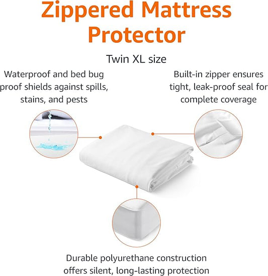 Amazon Basics Zippered Mattress Encasement - Waterproof & Bed Bug Proof, Twin XL