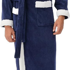 DAVID ARCHY Men's Hooded Robe Soft Coral Fleece Microfiber Bathrobe