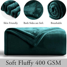 IR Imperial Rooms Fleece Blankets Queen Size 90x90 Inches- 8 Pack - Super Soft Fluffy Throw Blanket for Sofa and Bed - Warm and Cozy Lightweight 400 GSM Microfiber Bed Throws Blankets (Queen, Emerald)