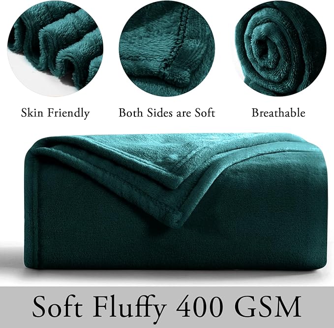 IR Imperial Rooms Fleece Blankets Queen Size 90x90 Inches- 8 Pack - Super Soft Fluffy Throw Blanket for Sofa and Bed - Warm and Cozy Lightweight 400 GSM Microfiber Bed Throws Blankets (Queen, Emerald)