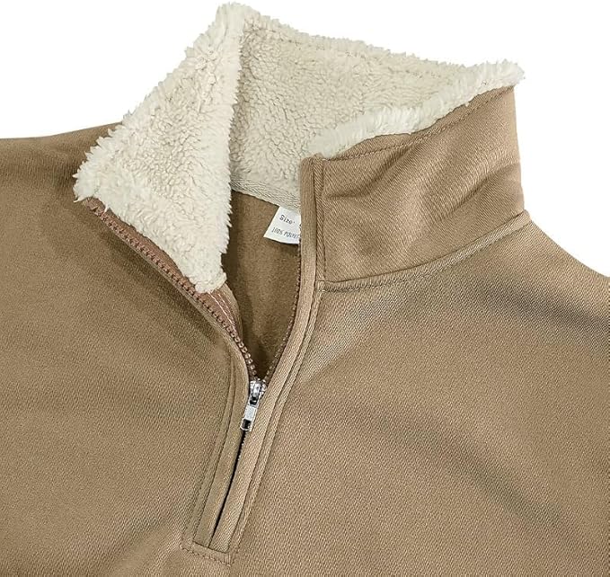 Men's Quarter Zip Sweatshirt - Stand Collar Solid Casual Top Autumn Winter Wear for Vacation Daily Use