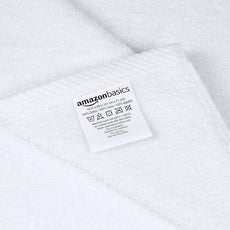 Amazon basics 100% cotton Lightweight quick-dry hand towels, 8-pack, White, 28
