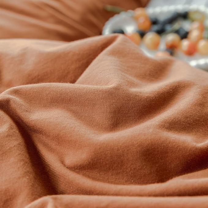 VM VOUGEMARKET Pumpkin Bedding King Jersey Knit T-Shirt Cotton Duvet Cover with 2 Pillowcases Ultra Soft Modern Simple Bedding Set for Men Women Without Comforter-King,104x90 Inch