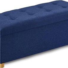 BRIAN & DANY 43 Inches Folding Storage Ottoman Bench, Ottoman with Storage Bench for Bedroom, Living Room, Entryway, Foot Rest with Legs, Blue