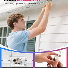 POOFZY Permanent Outdoor Lights for House,200ft RGB+IC Smart Outdoor Decor, 50 Scene Modes,App/Remote Control,IP67 Waterproof,for Christmas,Halloween,Daily & Holiday Party Decor,House Roof Lighting