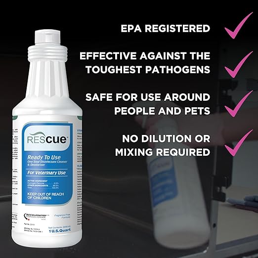 REScue Canister Wipes & RTU 32oz Disinfectant & Gallon Concentrate – Disinfectant Cleaner for Vet Use, Designed to Clean Kennels, Litter Boxes & More