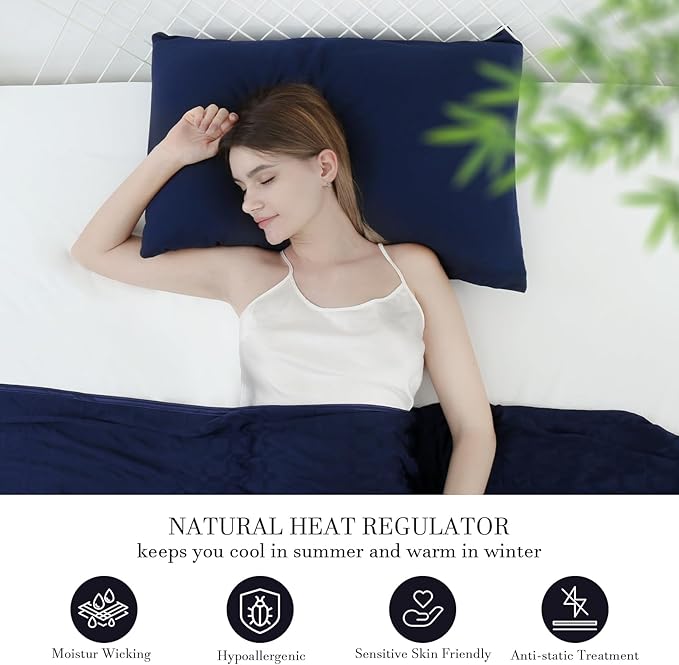 Avolare 2 Pack Pillowcases, Cooling Pillow Case Queen Size with Envelope Closure, Breathable & Machine Washable Pillow Covers for Hot Sleepers, Night Sweats - Navy Blue (20"x30") Imported