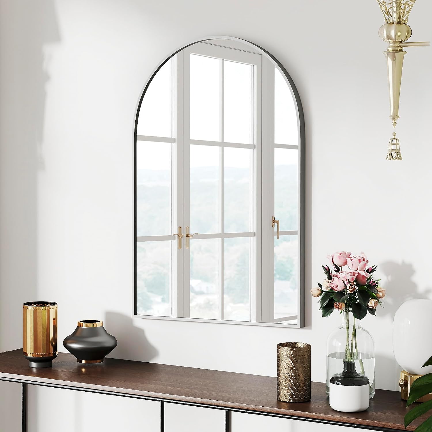 SCWF-GZ 47x14 Mirror Rectangle Full Body Length Door Hanging Wall Mounted Metal Aluminum Alloy Frame Dressing Make-up Mirrors for Entryway Bedroom Bathroom Living Room 47 14 inch Black