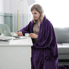 IR Imperial Rooms Fleece Blankets Queen Size 90x90 Inches- 8 Pack - Super Soft Fluffy Throw Blanket for Sofa and Bed - Warm and Cozy Lightweight 400 GSM Microfiber Bed Throws Blankets (Queen, Purple)