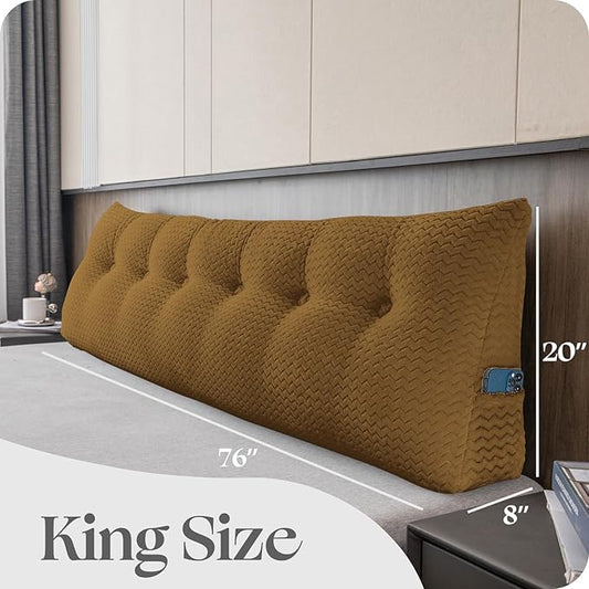 Large Bolster Triangular Headboard Wedge Backrest Positioning Support Bed Rest Reading Pillows Headboard Wedge Pillows for Day Bed with Removable Cover