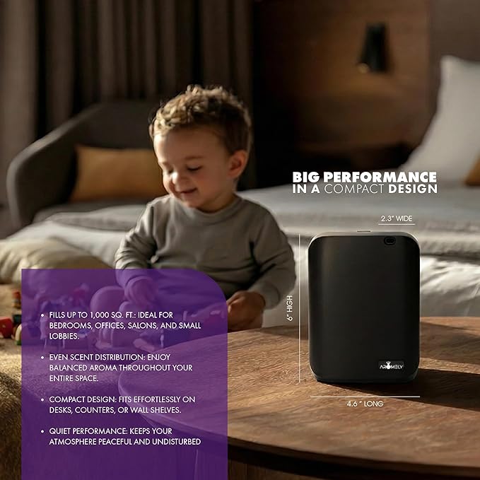 Smart Nebulizing Aromatherapy Scent Diffuser - Waterless Aroma Machine Perfect Air Freshener for Hotel Rooms, Homes or Offices, App Controlled Perfect Aroma Diffuser Up to 1,000 SQFT - Black
