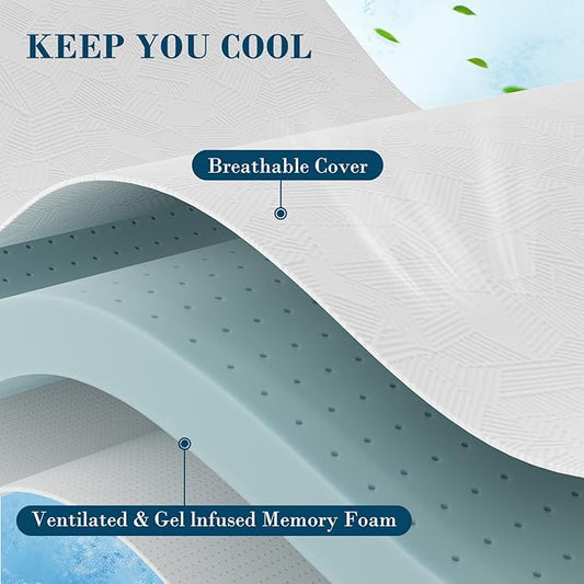 3 Inch Full Size Memory Foam Mattress Topper, Cooling Gel Bed Topper with Removable Cover, Soft & Pain Relief & Breathable, CertiPUR-US & Oeko-Tex Certified
