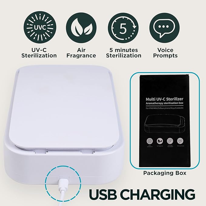 Portable Phone Cleaning Box with Built-in LED Light – Multi-Purpose Organizer for Phones, Jewelry, Watches & Small Accessories – Compact Case with Aroma Function, USB Power Port, and Modern Design