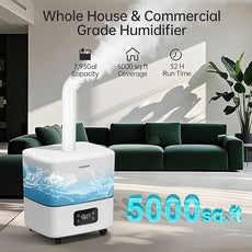 YOKEKON Humidifier Large Room 30L/7.93Gal, 5000 sq.ft Commercial Whole House Humidifier, Top-Fill Humidifiers for home with Extension Tube, Ideal for Plants, Office, Warehouse & Greenhouse
