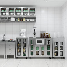 ZZV Stainless Steel Storage Cabinet, Rolling Kitchen Cabinet with Wheels, Heavy Duty Floor Cabinet for Kitchen, Garage, Restaurant, Outdoor, No Assembly Required, D14.18 x W47.25 x H42.92