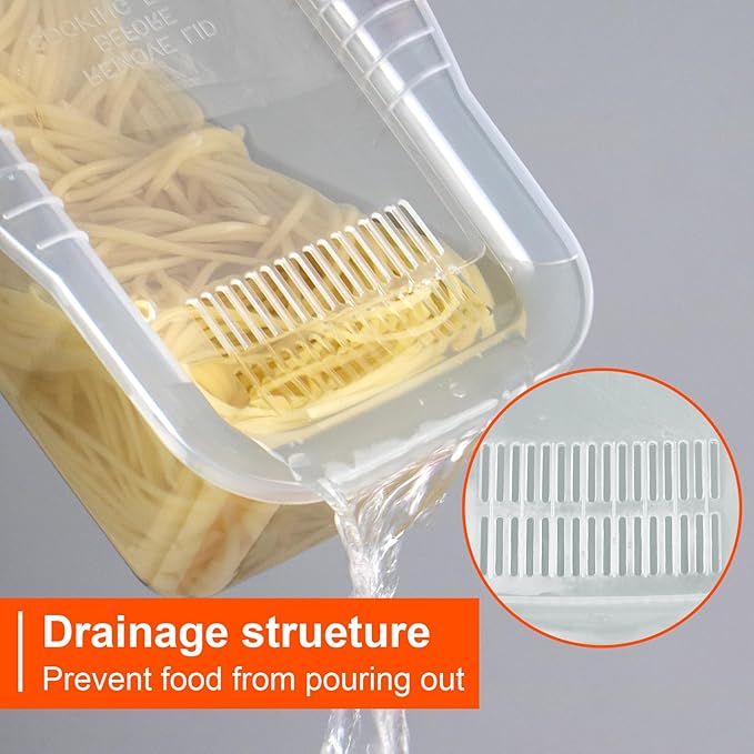 Microwave Pasta Pot with Strainer Lid & Measuring Cup Clip Quickly Cook 1-4 Servings-No Mess, Sticking or Waiting For Boil, Pasta Cooker in Microwave for Dorm Kitchen Office College Essential