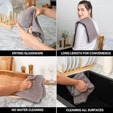 100% Cotton Waffle Weave Kitchen Dish Towels – Solid, Ultra Soft, Scratch-Free & Superb Absorbent - Quick Drying Cleaning Towels,Perfect disch Cloth 13 x 28-4 Pack, Grey