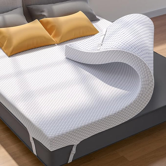PERLECARE 3 Inch Mattress Topper King - Gel Memory Foam for Pressure Relief, Premium Soft Cooling Sleep, Non-Slip Design with Removable & Washable Cover, CertiPUR-US Certified