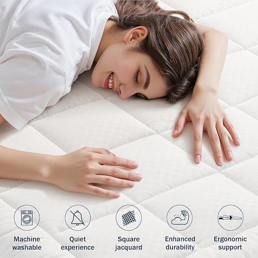 OLANLY Twin Quilted Fitted Mattress Pad – Soft Down Alternative Pillow Top Mattress Topper, Cooling Comfort Breathable Mattress Cover, Machine Washable Deep Pocket Mattress Protector, Off White