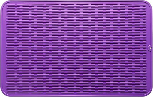 Silicone Dish Drying Mat for Multiple Usage,Easy clean,Eco-friendly,Heat-resistant Silicone Mat for Kitchen Counter or Sink,Refrigerator or Drawer Liner Purple 3XL 28 inches x 18 inches