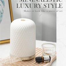 Essential Oil Diffuser,110ML Diffusers for Essential Oils Large Room, Ceramic Diffusers Decorative Ultrasonic Defuzzer, Ideal for Aesthetic Home,Dorm Décor, Yoga,White