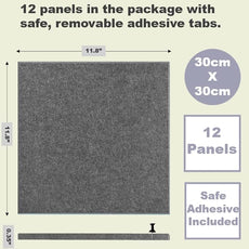 Felt Wall Tiles | Large Cork Board Alternative | Aesthetic Felt Bulletin Board for Office, Home & Classroom | Large Cork Boards for Walls Pinboard (12-Pack) | Gray