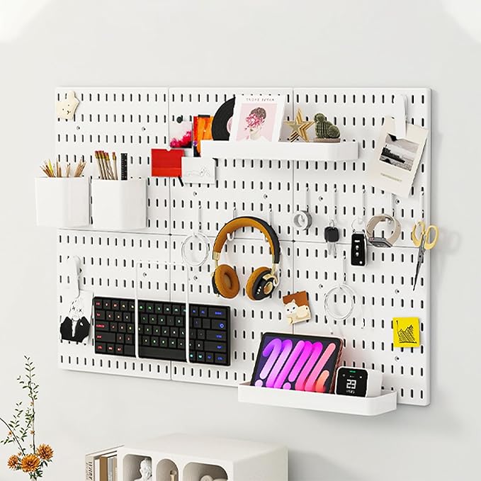 Nafenai Pegboard Combination Wall Organizer Kit,2 Pieces Pegboard and 11 Accessories Modular Hanging,Wall Mount Display Pegboard Panel for Home Office