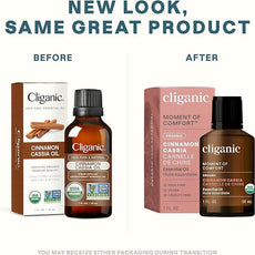 Cliganic Organic Cinnamon Cassia Essential Oil, 1oz - 100% Pure Natural Undiluted, for Aromatherapy | Non-GMO Verified (Packaging May Vary)