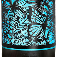 Essential Oil Diffusers 300ML Metal Aromatherapy Oil Diffusers for Large Room,Butterflies & Flower Ultrasonic Cool Mist Diffuser with Waterless Auto Shut-Off Protection, for Home Office SPA Yoga