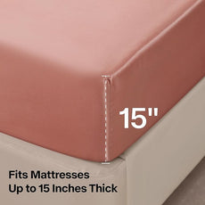 BEDELITE Satin Sheets Twin XL Size Bed Set, Luxury Soft Rose Pink Silky Sheet for Hair and Skin, Similar to Silk Bed Sheets Set 3 Pieces with 1 Deep Pocket Fitted Sheet, 1 Flat Sheet, and 1 Pillowcase