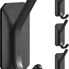 Paoli Heavy Duty Adhesive Hooks,Self-Adhesive Hooks Multiple Colors and Styles 30 lb Maximum Load for Home Schools and Offices (4pc, Black)