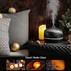 Porseme 500ml Glass Essential Oil Diffuser Aromatherapy Ultrasonic Cool Mist Humidifier 15-21 Running Hours Waterless Auto-Off Air Diffusers for Sleeping Yoga Office Working Spa and Rest (Obsidian)