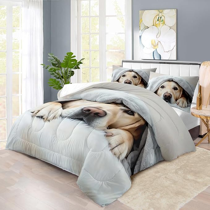 Grey Dog Comforter Set Twin Size Boy,Kawaii Pet Dog Animal Print Bedding Set for Girl,Cute Pet Puppy Print Comforter Quilt for Boys,Kawaii Animal Puppy Dog Pals Bedding Bedroom Bed Decor