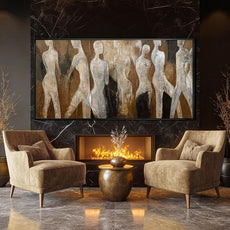 CHUDANHAO Black Line Wall Decor Brown Canvas Wall Art Figure Wall Decorations 29