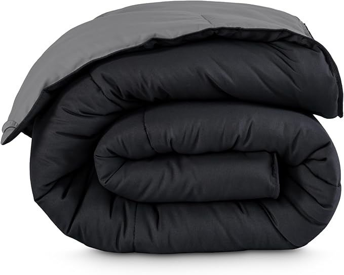 Bare Home Oversized King Comforter - Reversible Colors - Goose Down Alternative - Ultra-Soft - Premium 1800 Series - All Season Warmth - Bedding Comforter (Oversized King, Black/Grey)