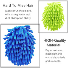 Microfiber Duster for Cleaning, Hand Washable Dusters with 4 pcs Replaceable Microfiber Head,Wet and Dry Use, Detachable Cleaning Supplies for Office, Car, Window, Furniture, Wall