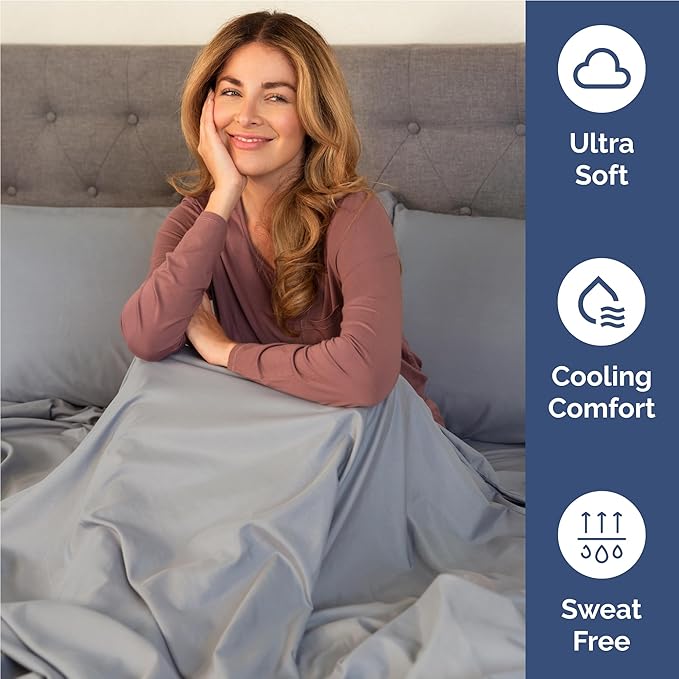 Full 6 Piece Sheet Set - Cooling & Breathable Bed Sheets - Hotel Luxury Bed Sheets for Women, Men, Kids & Teens - Bedding with Deep Pockets & Easy Fit - Soft and Wrinkle Free - Full Steel Blue Sheets