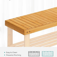 SONGMICS Shoe Rack Bench, 3-Tier Bamboo Shoe Storage Organizer, Entryway Bench, Holds Up to 286 lb, 11.3 x 27.6 x 17.8 Inches, for Entryway Bathroom Bedroom, Natural ULBS04N