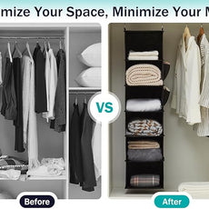 YOUDENOVA Hanging Closet Organizer, 6-Shelf Closet Hanging Storage Shelves, 2 Packs, Black