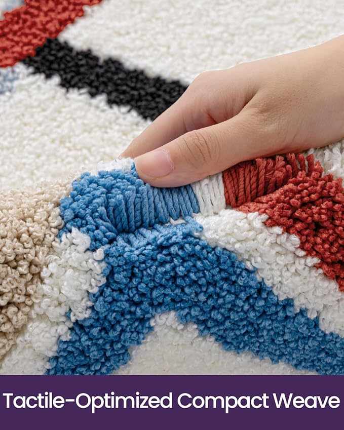 DEXI Striped Bath Mats for Bathroom 36x24, Washable Absorbent Bathroom Rugs with Non Slip Backing, Extra Soft Plush Microfiber Shower Rugs for Tub, Floor, Sink, Colorful
