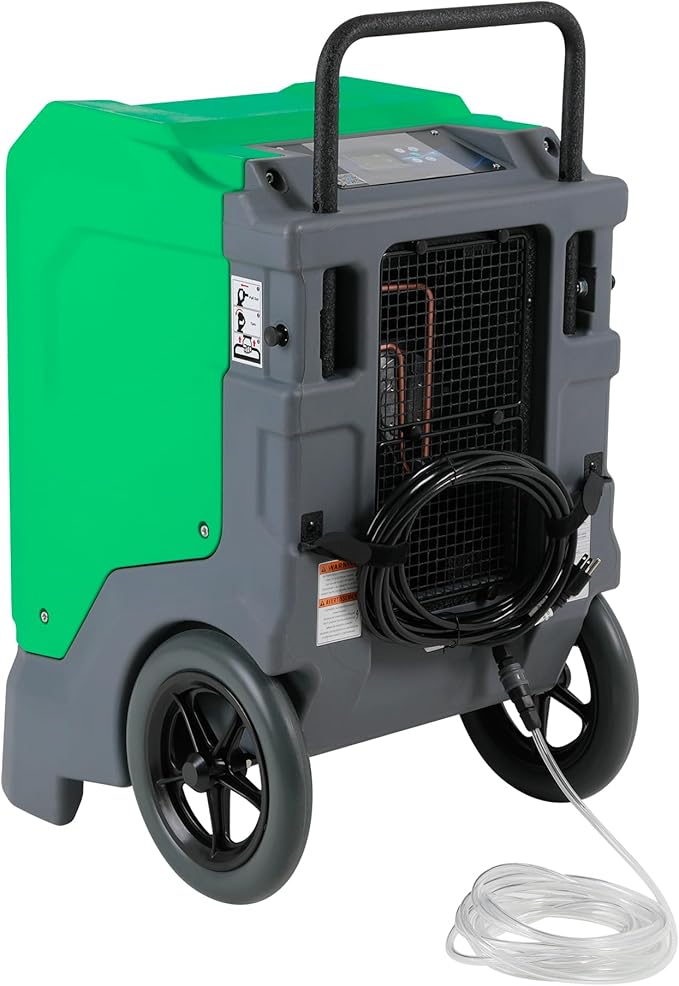 MOUNTO 310 Pints LGR Commercial Dehumidifier with Built-In Pump and Drain Hose – Portable, Heavy-Duty Dehumidifier with Wheels for Basements, Garages, Home, and Job Sites (Green)