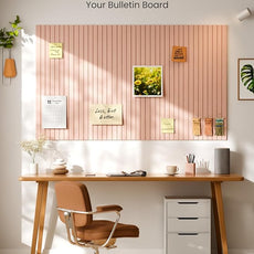 Bumusty Large Cork Board Alternative-47 x35 Felt Bulletin Board Tiles, with 30 Pushpins, 70 Adhesive Tabs, 12-Pack Slat Wall Paneling, Cork Boards for Office Push Pin Board Felt Board-Pink