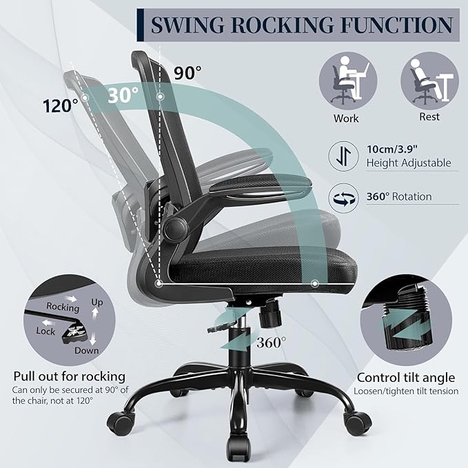 FelixKing Office Chair, Ergonomic Desk Chair with Adjustable Height and Lumbar Support Swivel Lumbar Support Desk Computer Chair with Flip up Armrests for Conference Room (Black),Pack of 2