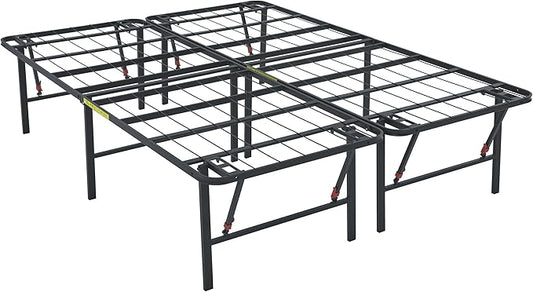 Amazon Basics Bed Frame with Storage, Foldable Metal Platform, Sturdy Steel, No Box Spring Needed, 18 inches High, Tool-Free Setup, Full Size, Black