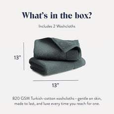 Brooklinen Super-Plush Turkish Cotton Washcloths - Set of 2 - Cotton, 820 GSM, Highly Absorbent, Machine Washable, Perfect for Home & Bathroom (13