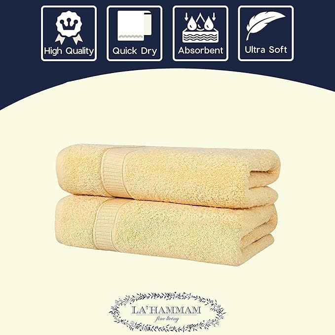 Personalized Bath Sheet Towels for Bathroom, Hotel, Spa, Pool, College Dorm, Super Soft, Highly Absorbent Turkish Cotton Monogrammed Oversized Towel 40" x 80" Extra Large Jumbo Bath Sheets, Yellow