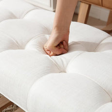 Entryway Shoe Bench Storage Benches with Upholstered Button Tufted Seat and Open Slatted Shelf Linen Shoe Rack for Hallway Living Room Bedroom End of Bed, Beige