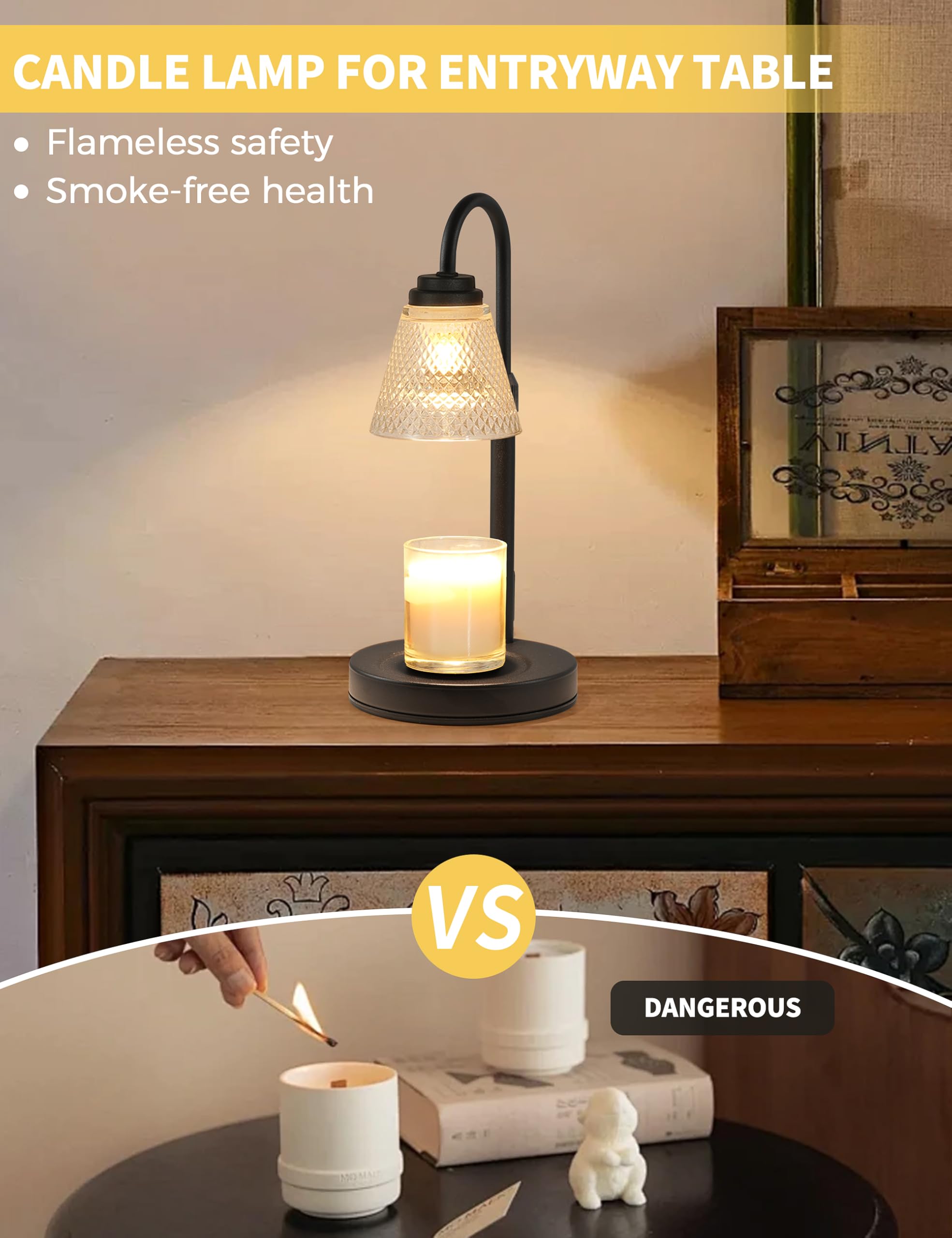 Candle Warmer Lamp with Timer Dimmer, Birthday Gifts for Mom Women Friend Sister, House Warming Gifts, Wax Melt Warmer, Office Apartment Dorm Room Home Decor Dormly