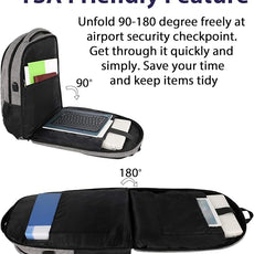 MATEIN 17 Inch Work Backpack for Men Women, Water Resistant Practical Travel Laptop Backpack with Trolley Sleeve, Casual College Daypack Laptop Compartment TSA Friendly, Grey Black