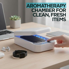 Portable Phone Cleaning Box with Built-in LED Light – Multi-Purpose Organizer for Phones, Jewelry, Watches & Small Accessories – Compact Case with Aroma Function, USB Power Port, and Modern Design